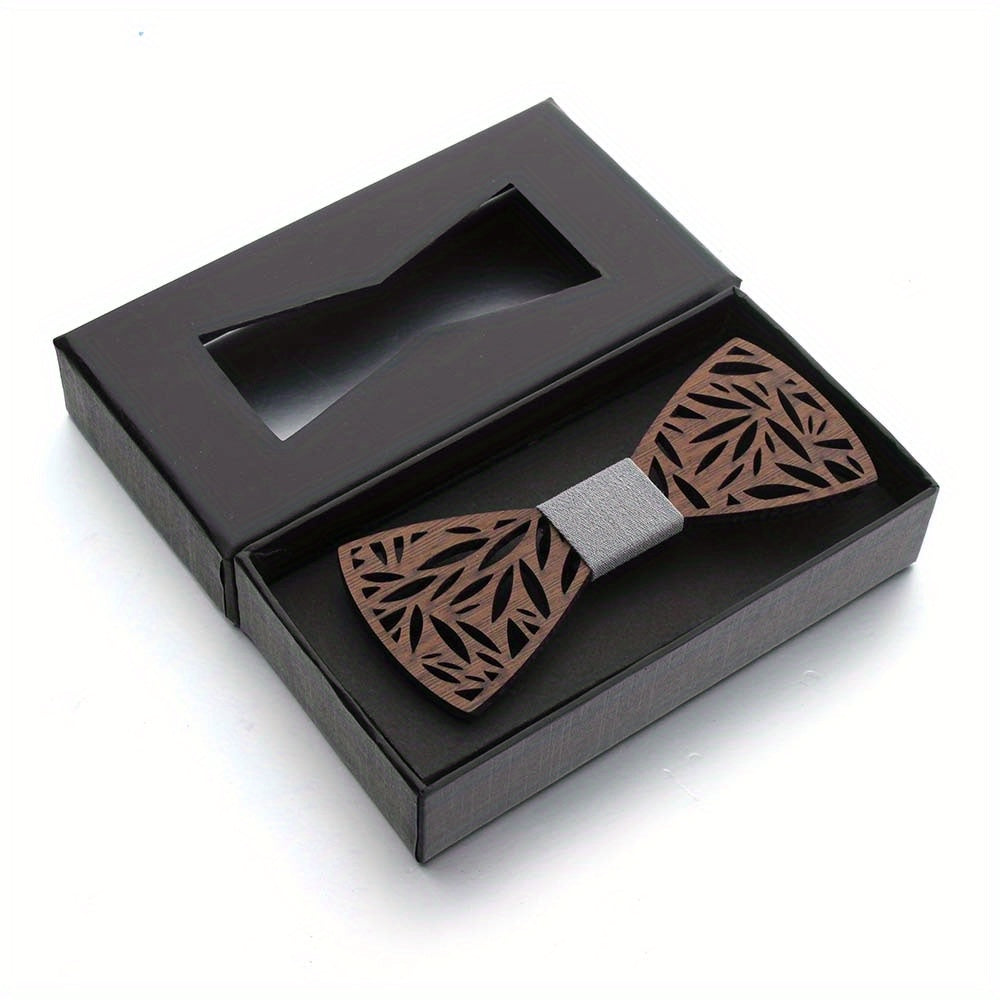 Dark Floral Wood Bowtie Unisex Neck Ties Retro Business Wear