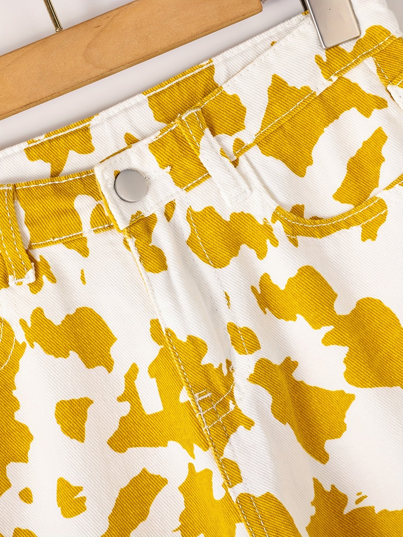 Girls' Cow Print Wide Leg Jeans For Kids