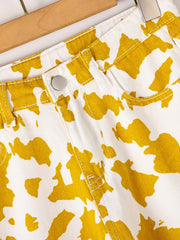 Girls' Cow Print Wide Leg Jeans For Kids