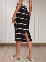 Tie Dye Split Skirt High Waist Bodycon Skirt For Spring & Summer