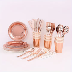 24pcs Rose Golden Party Supplies - Elegant Touch for Birthdays