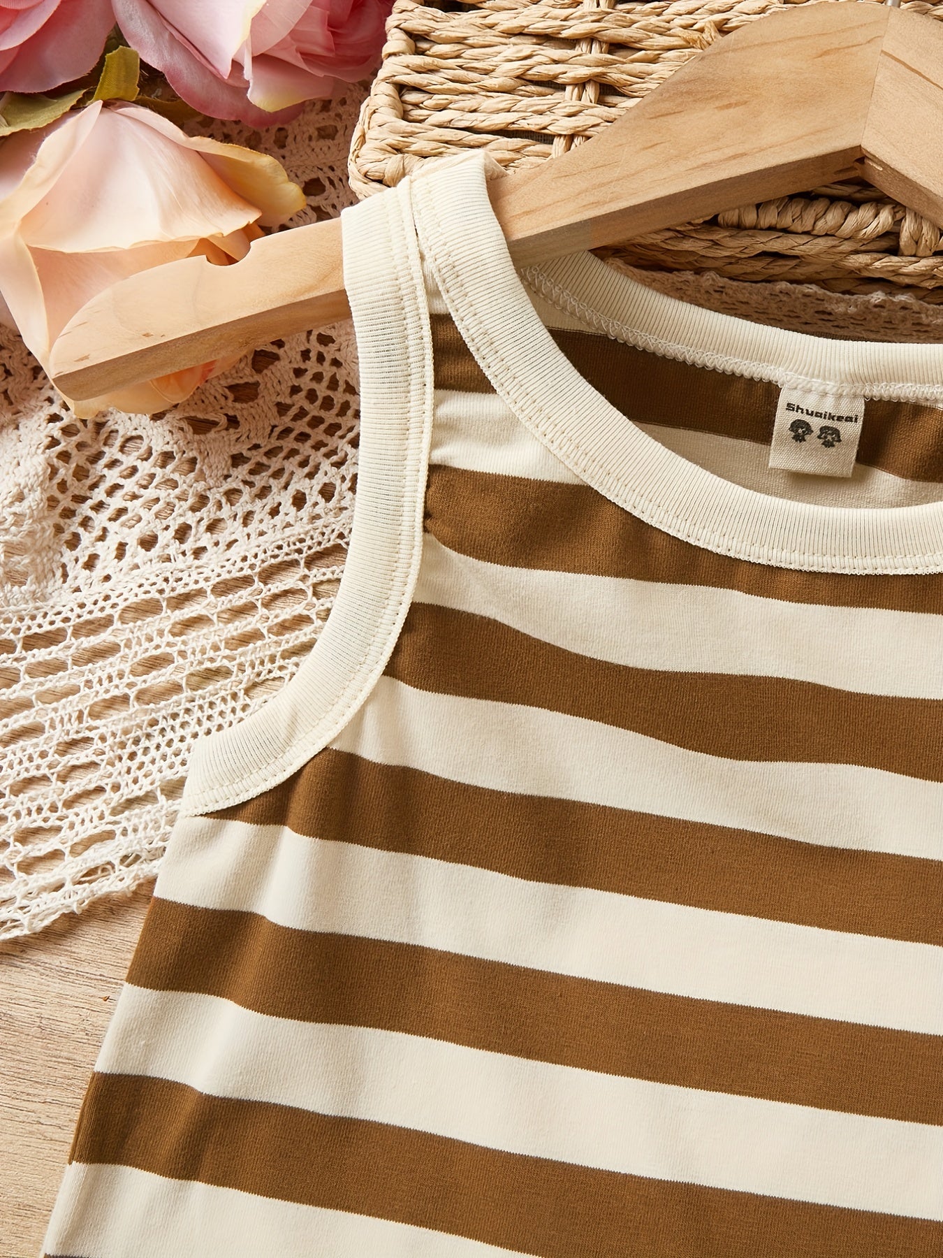 3pc Toddler Girls Striped Tank Top & Shorts Set Kids Summer Clothes