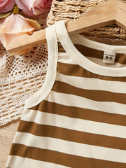 3pc Toddler Girls Striped Tank Top & Shorts Set Kids Summer Clothes