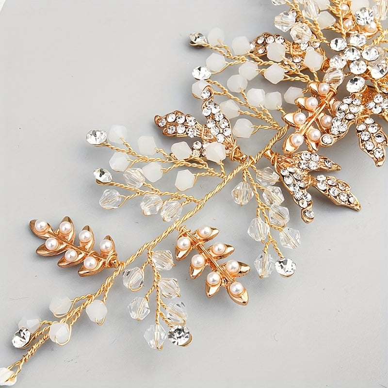 Rhinestone & Faux Pearl Hair Band Bridal Headband Vintage Hair Accessory