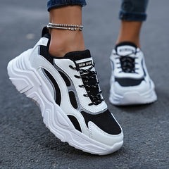 Women's Platform Chunky Sneakers Lace Up Running Shoes