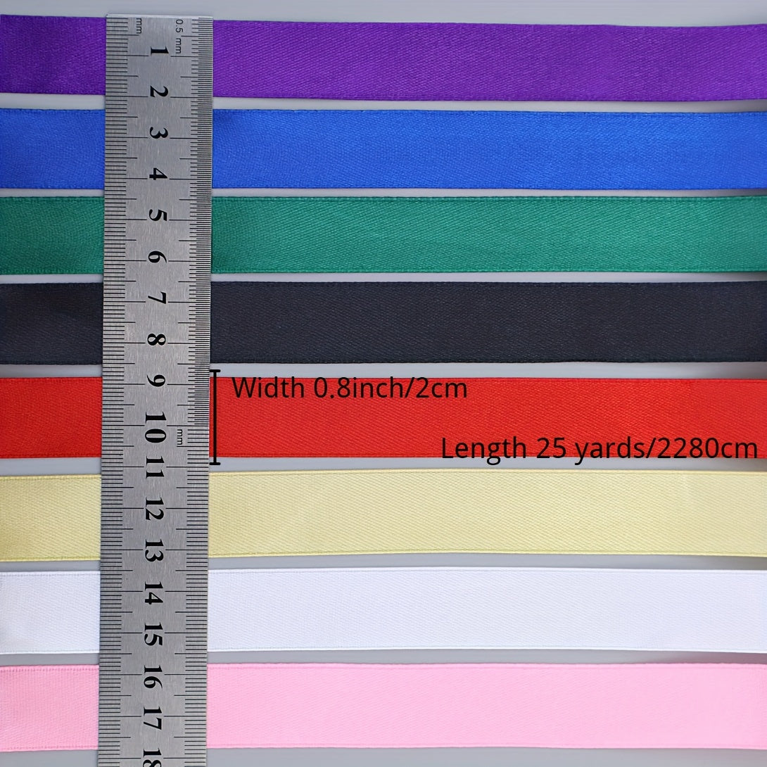 25 Yards Roll Silk Satin Ribbon for DIY Gift Package Bow Making Supplies