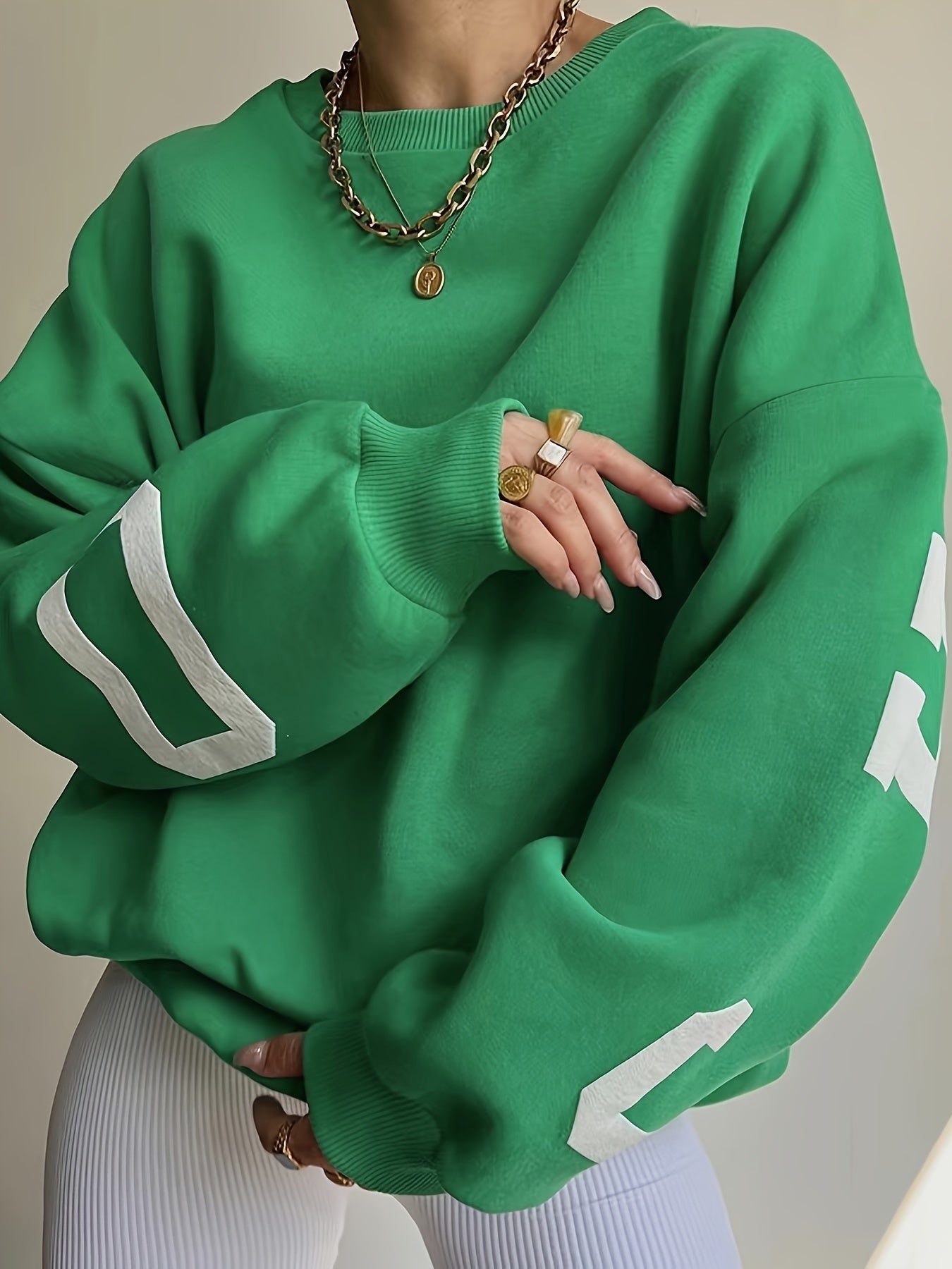 Girls' Casual Letter Print Crew Neck Sweatshirt Loose Fit Long Sleeve Pullover