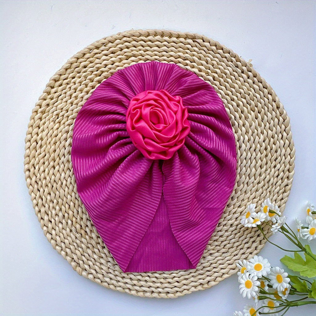Soft Elastic Strip Flower Baby Hat For Girl