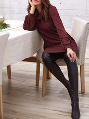 Ribbed Long Sleeve Turtleneck Dress