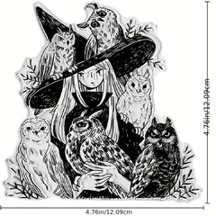 Halloween Witch Owl Stamps for DIY Scrapbooking