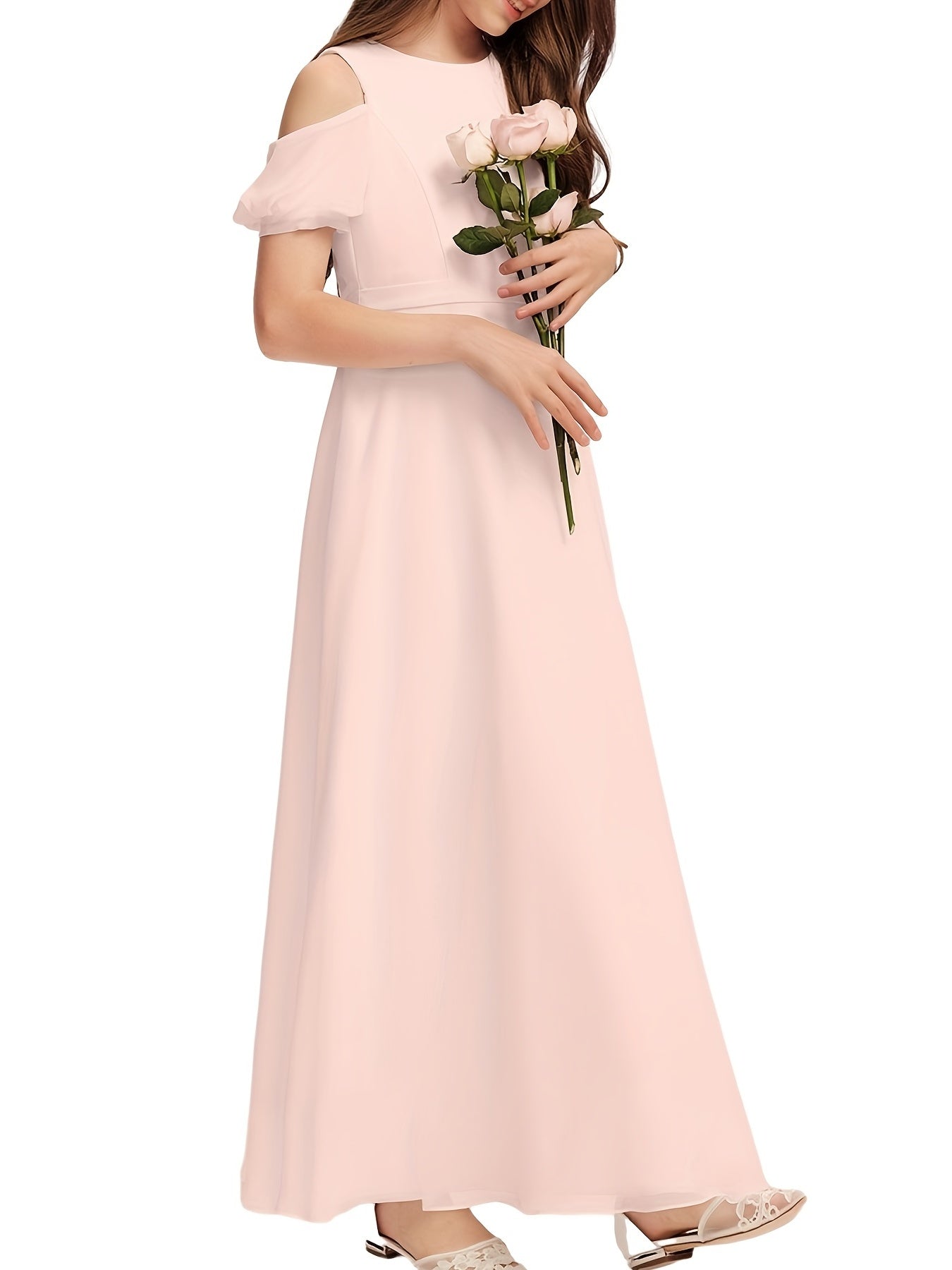 Girls Off Shoulder Casual Party Dress Little Bridesmaid Dress