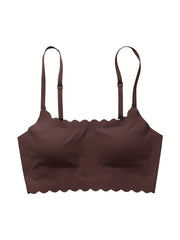Scallop Trim Wireless Bra Stretch Intimates Lingerie