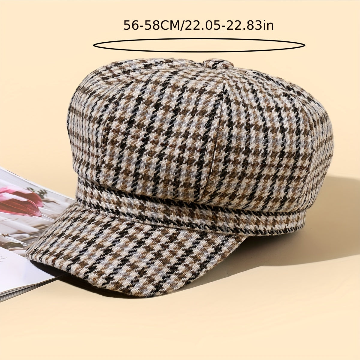Plaid Octagonal Hat Outdoor Sun Hat Casual Cap Painter Hat