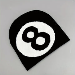 Block Number Jacquard Beanie Hip Hop Skull Cap Warm Knit Hat