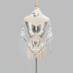 Tassel Butterfly Print Shawl Triangular Scarf for Women