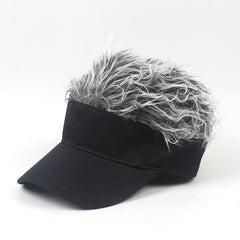 Adjustable Sun Visor Hat with Wig Spiked Hairs Cap