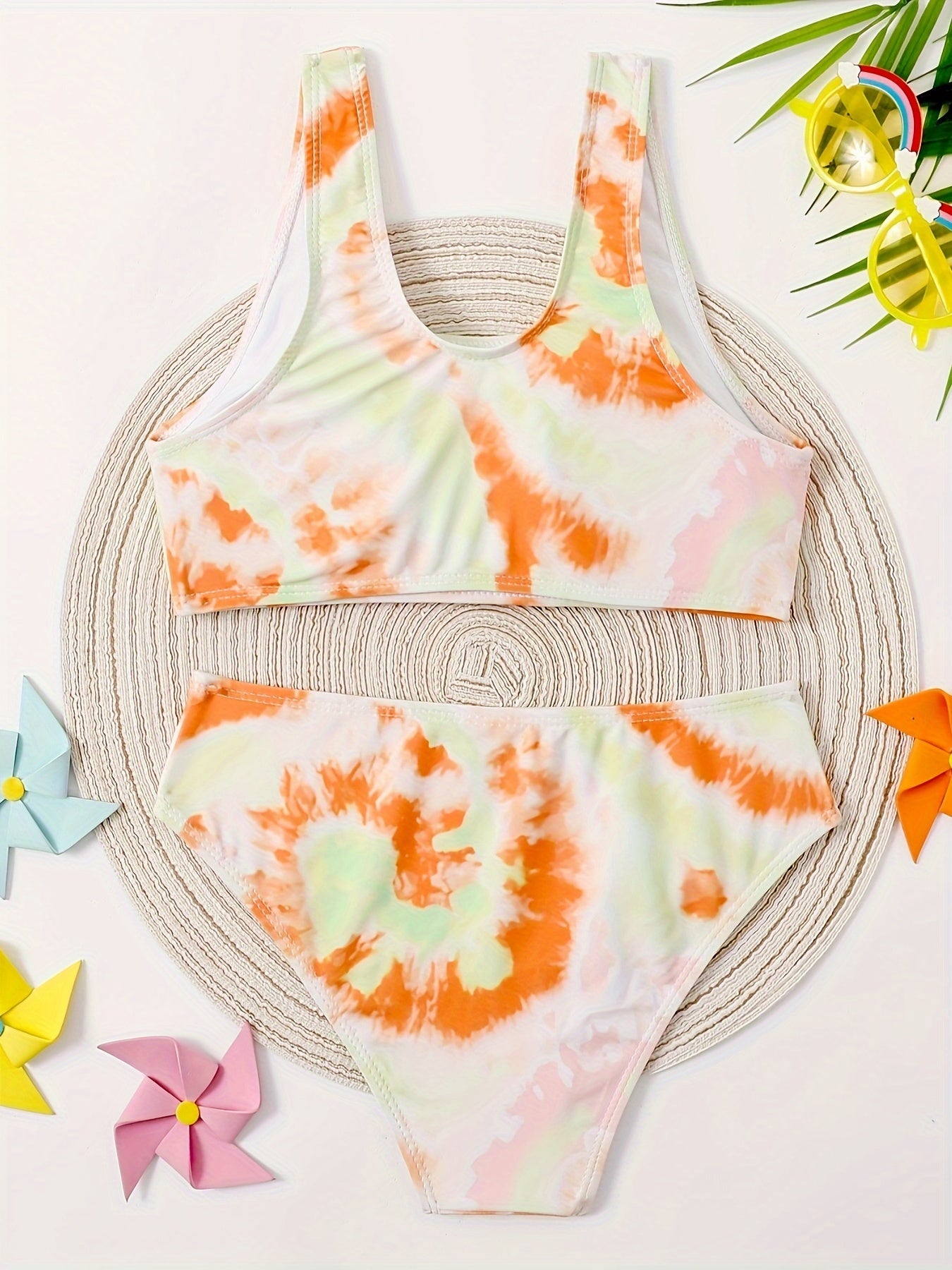 Girls Tie Dye 2pcs Bikini Set & Bathing Suit for Beach Vacation Gift