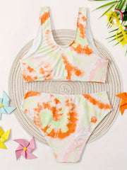 Girls Tie Dye 2pcs Bikini Set & Bathing Suit for Beach Vacation Gift