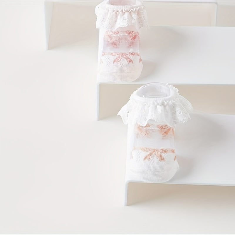 Baby Girls Lace Ruffle Boat Socks for Spring and Summer