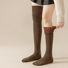 2 Pairs Solid Thigh High Socks Women's Stockings