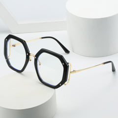 Metal Polygon Frame Light Blocking Glasses for Women Unisex