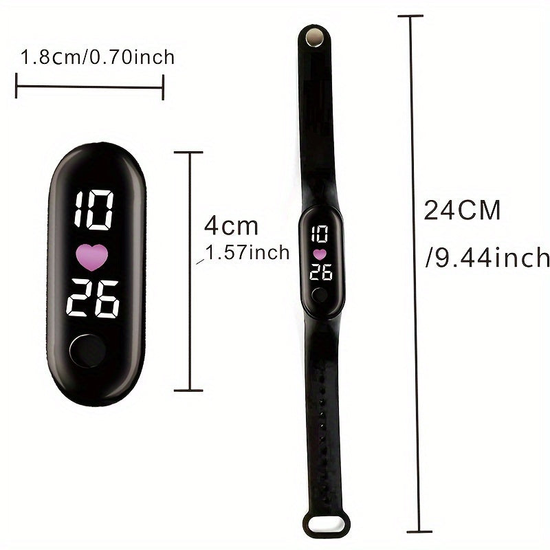 Heart Outdoor Sports Waterproof Watch with LED Screen & Light