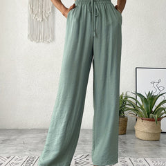 Drawstring Waist Straight Leg Pants Casual Every Pants Women's Clothing