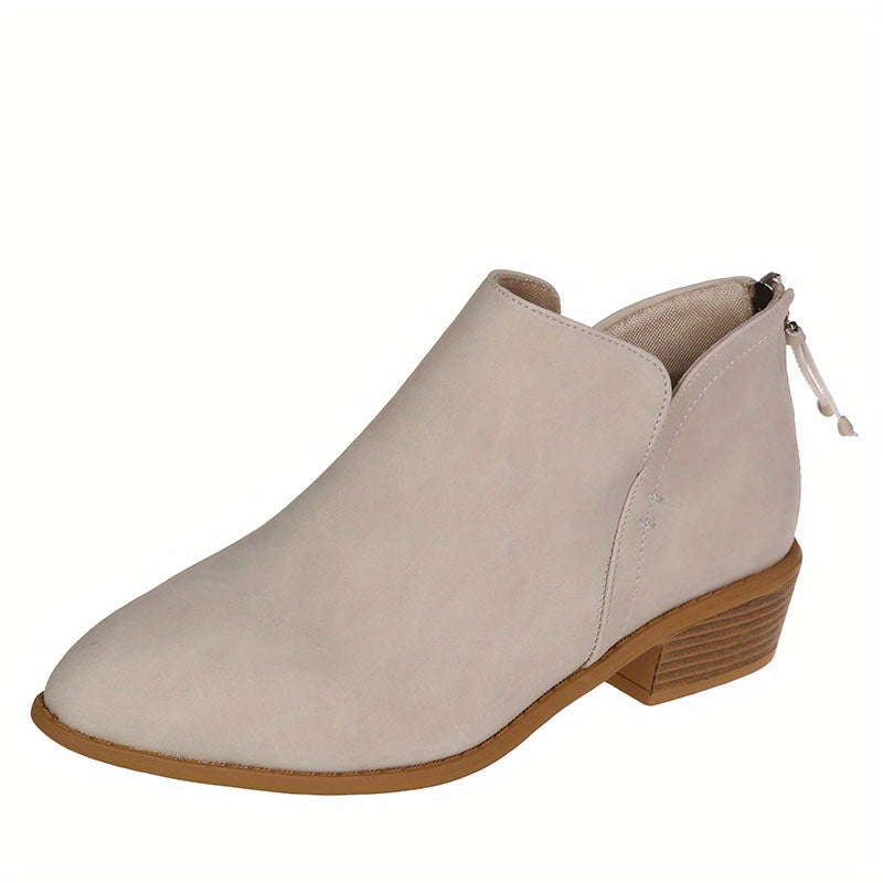 Chunky Heel Ankle Boots Zipper Retro Short Boots