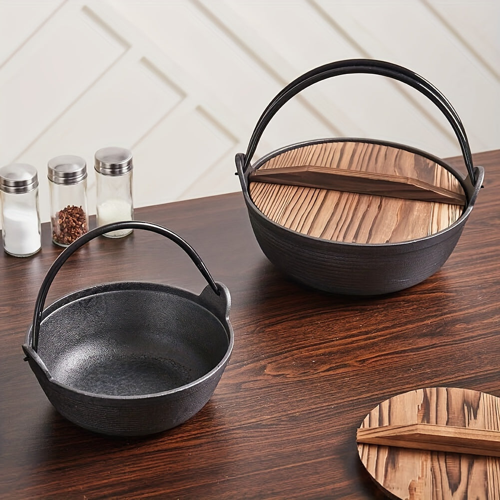 Cast Iron Casserole Dish Pot Pan for Cooking Camping Outdoor Decor