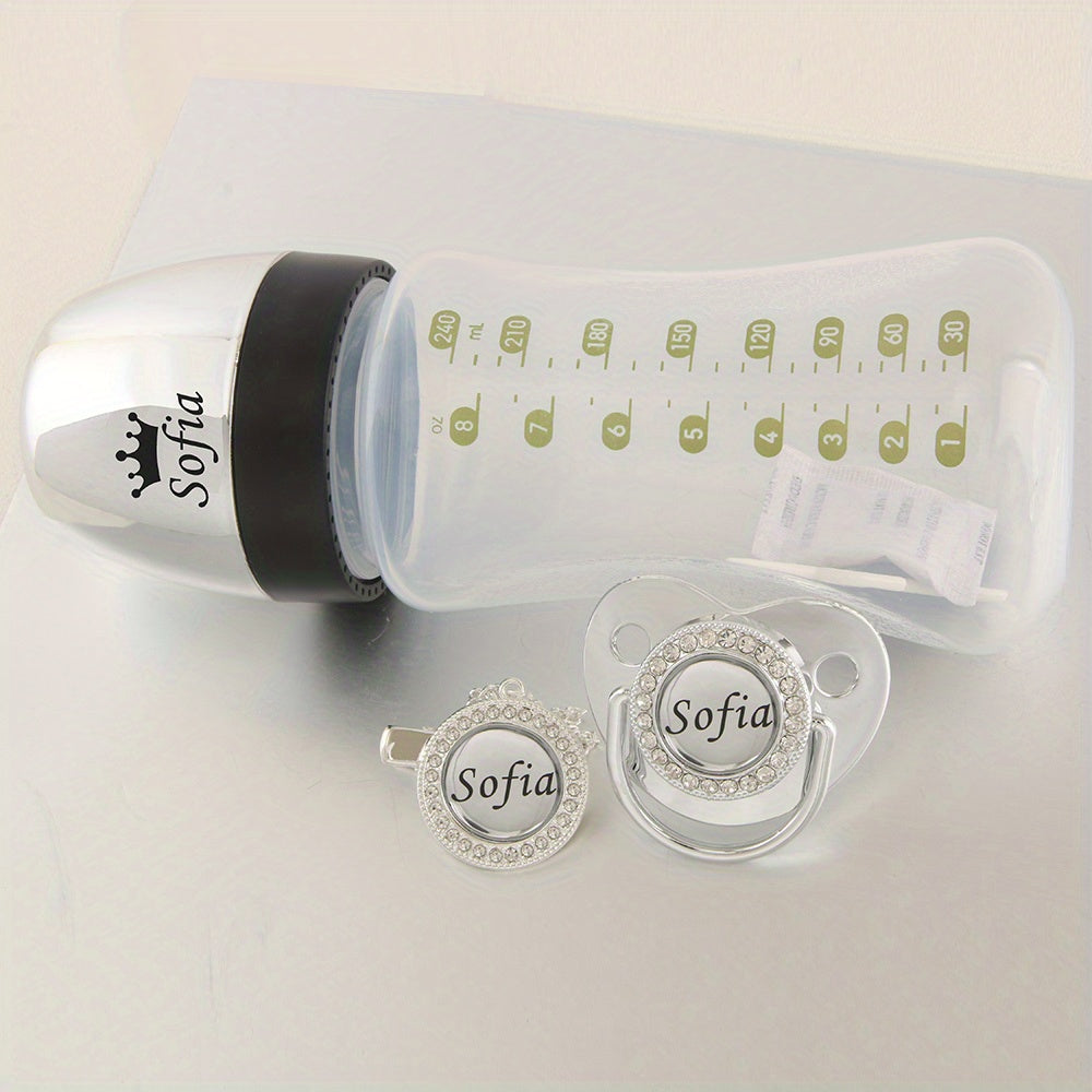 Personalized Baby Bottle & Pacifier Set - Custom Name