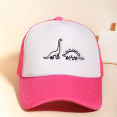 Dino Embroidery Trucker Hat Pink Baseball Cap Adjustable Dad Hats For Women