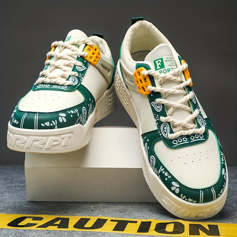 Men's Graphic Skate Shoes Good Traction Breathable Lace-Up Sneakers