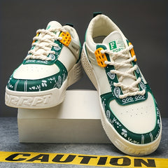 Men's Graphic Skate Shoes Good Traction Breathable Lace-Up Sneakers