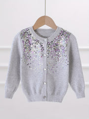 Girls' Sequin Button Down Cardigan Sweater Top