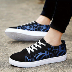 Women's Print Canvas Sneakers Lace-Up Flat Shoes