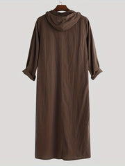 Men's Button Muslim Islamic Kaftan Arab Loose Long Sleejsons Vintage