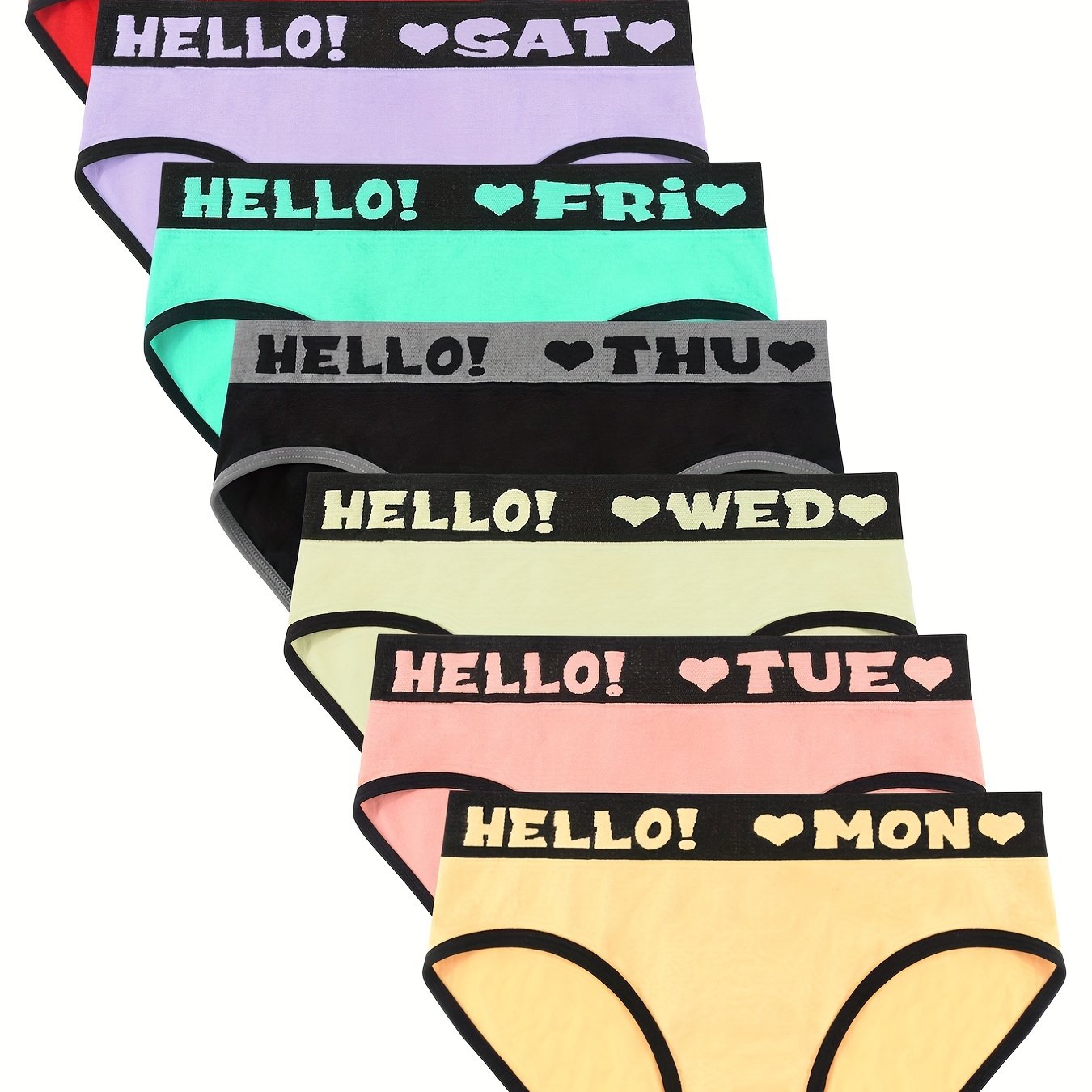 7pcs Letter Tape Briefs Mid Rise Panties Women's Lingerie