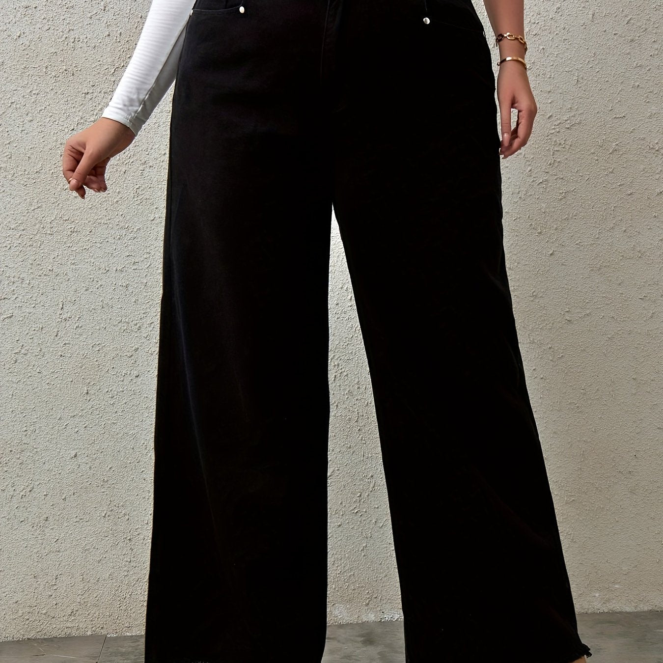 Fringe Trim Wide Leg Jeans
