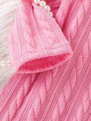 2pcs Baby Girl Knitted Vest Dress & Coat Kids Comfy Cotton