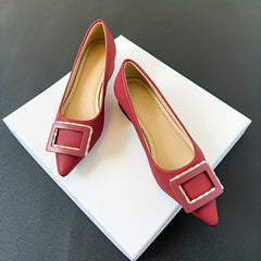 Metallic Decor Flat Shoes Slip On Point Toe Shallow Mouth Solid Soft Shoes