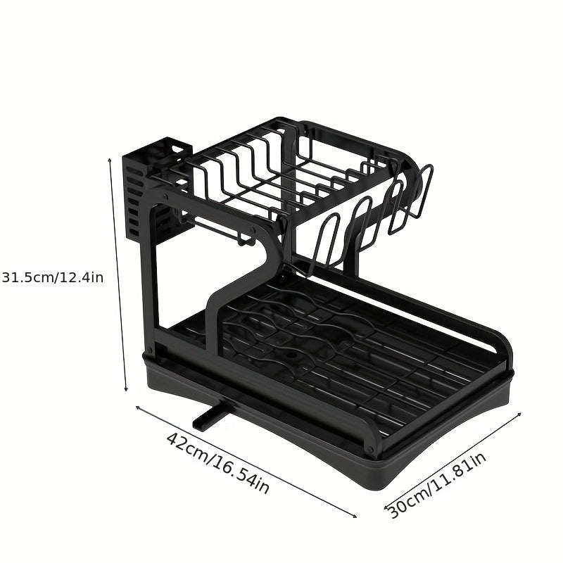 2-Tier Dish Drying Rack Large Capacity Kitchen Countertop Dish Rack