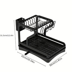 2-Tier Dish Drying Rack Large Capacity Kitchen Countertop Dish Rack