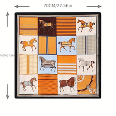 Horse Print Bandana Women Satin Neckerchief Silk Square Scarf