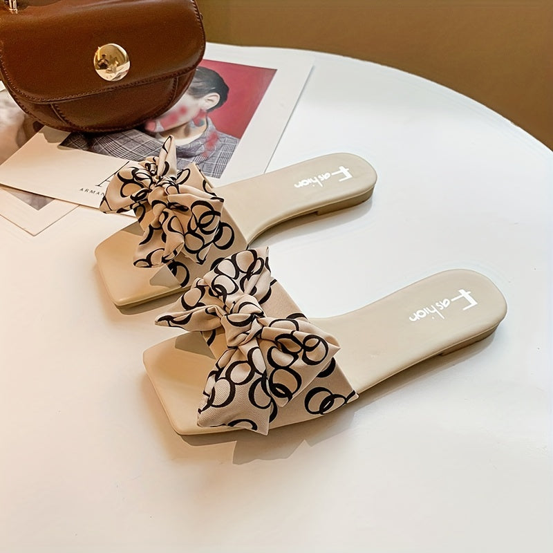 Women's Bowknot Sandals Slip On Flat Lightweight Non slip Slides Shoes