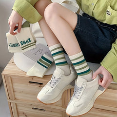 5 Pairs Letter & Striped Print Socks Comfy Sports Socks Women's St