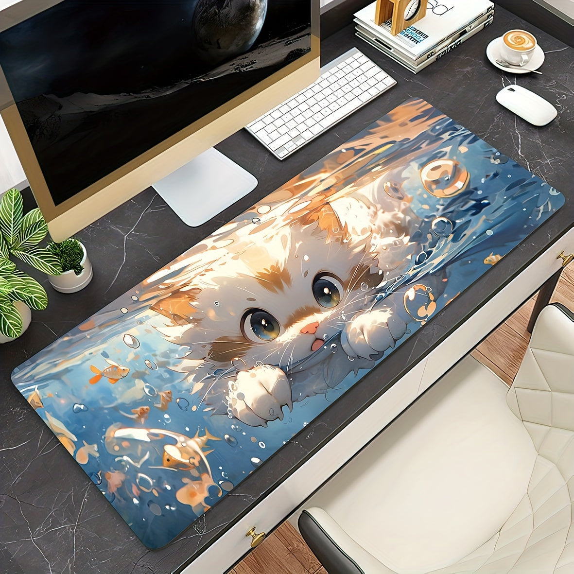 Anime Cat Mouse Pad Oversized Non-slip Table Mat