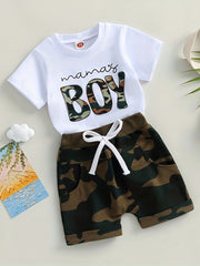 Boys Mama's Boy Graphic T shirt & Shorts Toddler Baby 2pcs Set