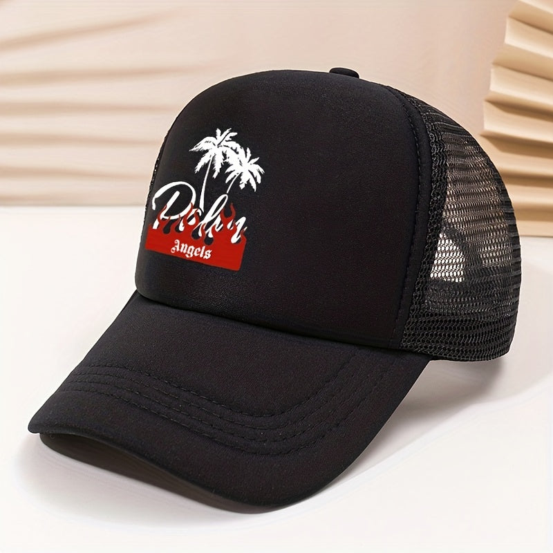 Flame Coconut Tree Baseball Cap Unisex Trucker Hat