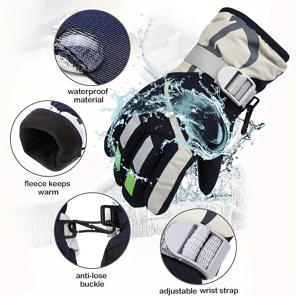 Winter Kids Ski Gloves Waterproof Warm Outdoor Riding Gloves