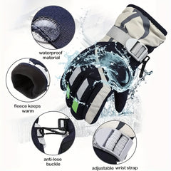 Winter Kids Ski Gloves Waterproof Warm Outdoor Riding Gloves